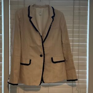 J. Crew Cream Blazer with Black Accents